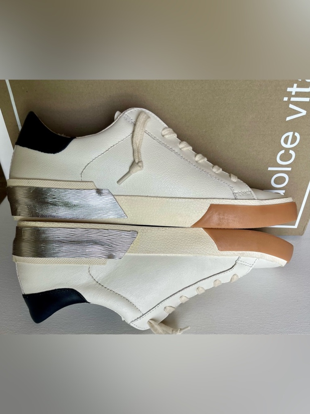 LIKE NEW DOLCE VITA ZINA WHITE LEATHER COURT SNEAKER WOMENS SIZE 8.5 - Picture 7 of 17